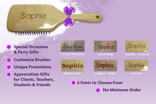 custom name engraving on paddle brushes